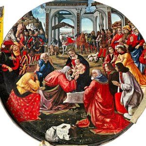 Vintage 1966 Circular Puzzle in the image of 'Adoration of the Magi" by Domenico